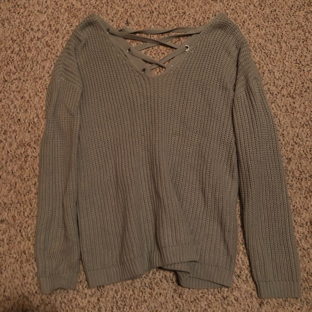 Lace back sweater